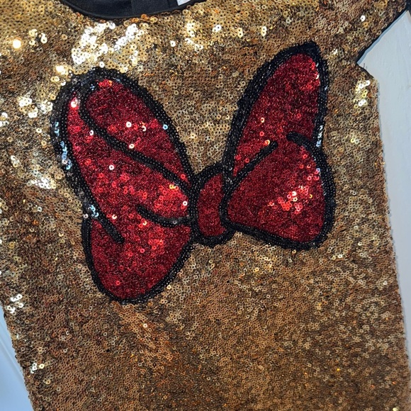 Disney Sparkling Gold Dress with Red Sequin Bow - Picture 10 of 12